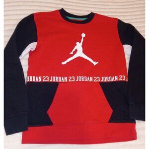 Jordan Sweater Long Sleeves Boys Size XL 18 Red Black White Kangaroo Pocket